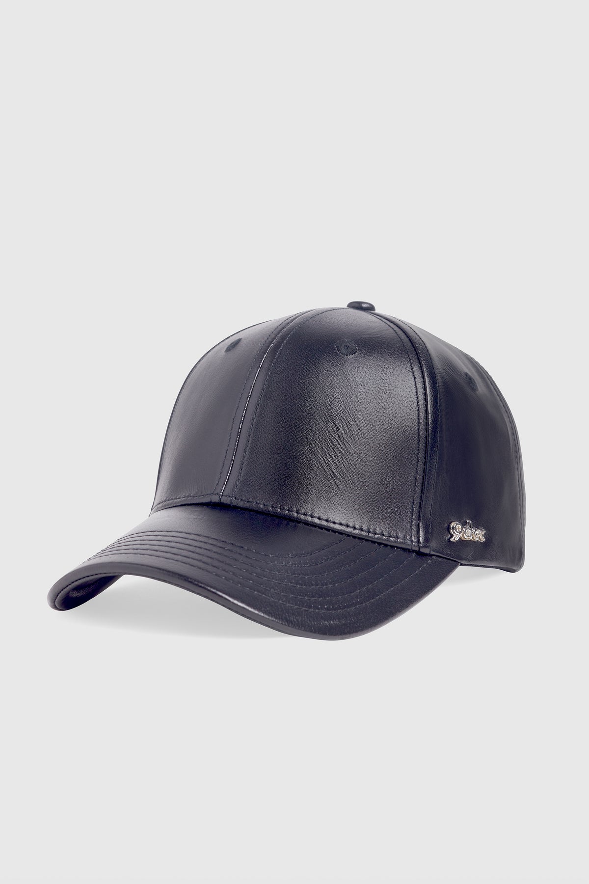 9DCC LUXE BLACK LEATHER STRUCTURED BALL CAP WITH PATENT FINISH